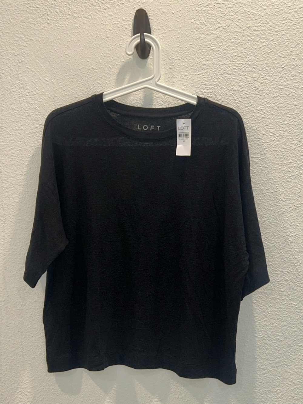 LOFT Black Short Sleeve Crewneck Tee